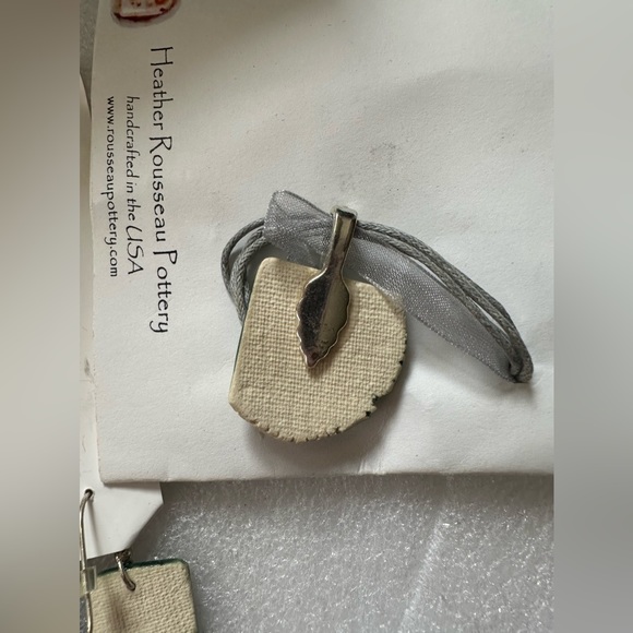 Heather Rousseau Pottery Earrings & Necklace Set Mermaid - Picture 5 of 6